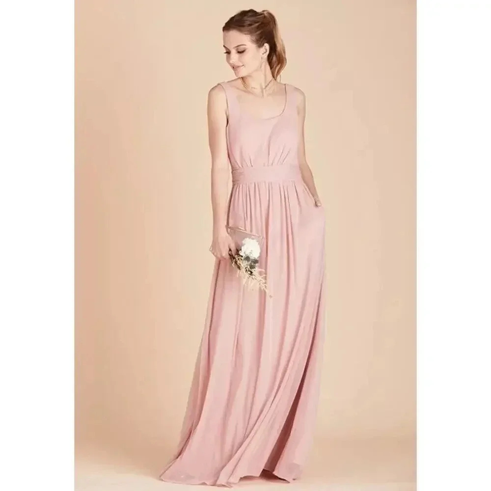 NWT Birdy Grey Jan Dress Sleeveless Scoop Neck V-Back Lined Mesh Rose Quartz M